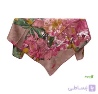 روسری ابریشم ریون ترک فانتزی قواره 100 با زمینه قهوه ای کد 1214