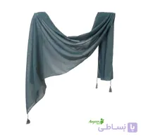 شال نخی تک رنگ ساده لنین رنگ سبز کد 2127