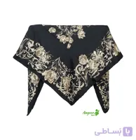 روسری ابریشمی مشکی قهوه ای مجلسی gnt کد 1421