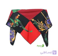 روسری ابریشم توییل مجلسی قرمز مشکی طرح گوچی کد 1330