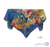 روسری ابریشم ریون ترک فانتزی قواره 100 با زمینه آبی کد 1212