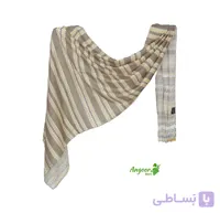 شال نخی میله ای کرم قهوه ای کد 2099