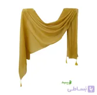 شال نخی تک رنگ ساده لنین رنگ خردلی کد 2119