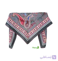 روسری ابریشم توییل شاد طوسی قرمز کد 1448