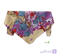 روسری ابریشم ریون ترک فانتزی قواره 100 با زمینه کرم کد 1219