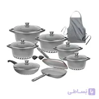 سرویس قابلمه 17 پارچه کف رینگی MGS طوسی vento