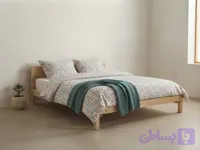 تخت خواب دو نفره تمام چوب طرح ساده و مینیمال کد A7