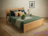 تخت خواب چوبی دو نفره تمام چوب با تاج بالا و پایین کد A8