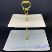 شرینی خوری 2 طبقه فلت چینی لب طلا تقدیس (درجه یک)