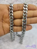 گردنبند مردانه کارتیر استیل رنگ ثابت نقره ای