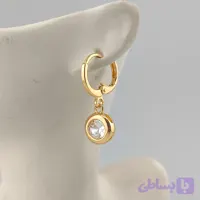 گوشواره استیل آویز طرح تک نگین دایره