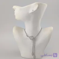 گردنبند زنانه کراواتی طرح برگ نگین اشک دار