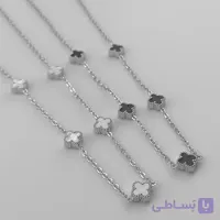 گردنبند زنانه استیل ونکلیف وسط سنگ دو رنگ