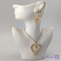 نیم ست زنانه قلب نیم نگین طرح برجسته
