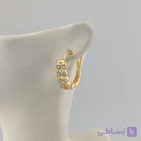 گوشواره استیل چفتی مدل دو ردیف نگین