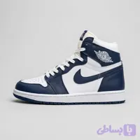 کتونی ساق‌دار مردانه Air Jordan 1 سفید سرمه ای مناسب استایل روزمره B | سایز 41 تا 44