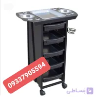 ترولی آرایشگاهی فلزی پنچ طبقه جاسشورای مشکی سفید ارسال به سراسر ایران