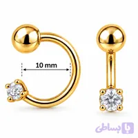 پیرسینگ اسمایل حلقه‌ای طلایی تک نگین کد SMILE-21