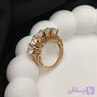 انگشتر ژوپینگ زنانه نگین دار طرح تاج پنج نگین کد 10501