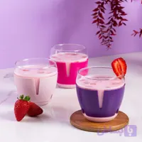 لیوان شیشه ای مانیا مدل کاور دار ساده