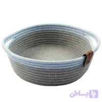 سبد مکرومه بافی گرد دو دسته