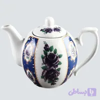 قوری چینی سرمه ای سفید