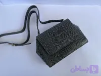 کیف دوشی چرم طوسی کروکدیل