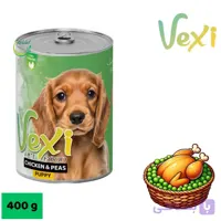 کنسرو توله سگ وکسی طعم مرغ و نخودفرنگی 400 گرم - فروشگاه پت شاپ طبیعت