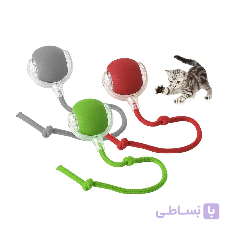 اسباب بازی توپ هوشمند طناب دار گربه - فروشگاه پت شاپ طبیعت