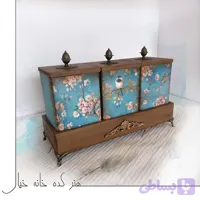 پاسماوری چوبی با رایزر رنگ آبی و چوب دارچینی