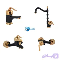 سری۴عددی شیرآلات اهرمی لوکس قاجاریه مشکی طلایی *شیرآلات علیارسو