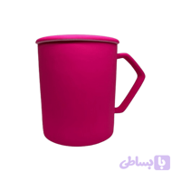 ماگ قهوه رنگ صورتی مات قاشق دار