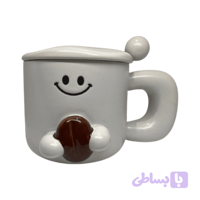 ماگ قهوه طرح خنده کیوت رنگ سفید