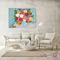 تابلو نقاشی گلدان گلهای بهاری
