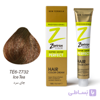 رنگ مو ویتامینه و کم آمونیاک TE6-7.732 ترکیبی (چای سرد) تیوپی 100 میلی لیتری