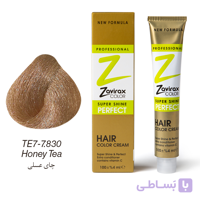 رنگ مو ویتامینه و کم آمونیاک TE7-7.830 ترکیبی (چای عسلی) تیوپی 100 میلی لیتری
