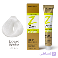 رنگ مو ویتامینه و کم آمونیاک E20-0/00 ترکیبی (روشن کننده) تیوپی 100 میلی لیتری