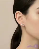 0061. گوشواره زنانه نقره مدل ماه و ستاره