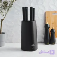 سرویس چاقو 6 پارچه مشکی میستر با پایه استریلیزر برقی کاراجا