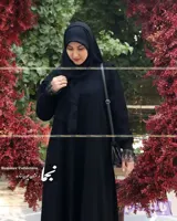 مانتو عبایی مشکی جلو بسته کرپ عبایی مدل دلبر نجما