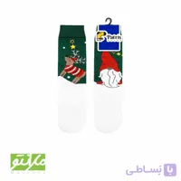 جوراب ساقدار صاف گوزن بابانوئل سبز