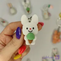 جاکلیدی سیلیکونی طرح خرگوش سفید سبز