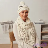 ست شال و کلاه سفید پینترستی