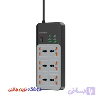 سیار چندراهی برق پرودو مدل PDFWCH100GY دارای 6 سوکت و 6 پورت ا Porodo 3000W | 6AC Universal Power Strip with 6 USB Ports (4C + 2A) (تک/عمده)