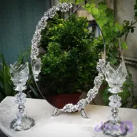 آیینه و شمعدان عقد و عروس ، اینه سایز 45 مدل گل مینا روکش نقره