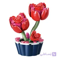 لگو گل رز قرمز کوهی با گلدان مدل Sembo کد 601287، تعداد حدودا 106 قطعه