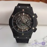 ساعت چرم مشکی مردانه هابلوت طرح سه موتور