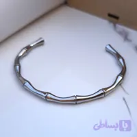 دستبند پسرانه استیل طرح بامبو نقره ای
