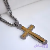 گردنبند صلیب بزرگ مردانه استیل همراه زنجیر کارتیر ۶میل