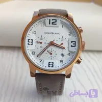 ساعت سه موتور مردانه چرمی مونتبلانک صفحه گرد (کد 0Y9XP)